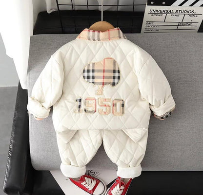 Boys' Check-Print Tracksuit – White
