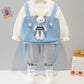 Baby Unisex “Rabbit “ Captioned Tracksuit With Matching Soft Toy Blue Baby Clothing for kids