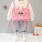 Baby Unisex “Rabbit “ Captioned Tracksuit With Matching Soft Toy Pink Baby Clothing for kids