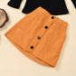 Baby Girl Trendy Top & Skirt Set With Detachable Fur Black Sets for kids