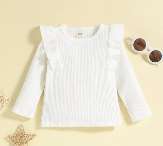 Baby Girl Trendy Ruffled Sleeves Top & Pants With Matching Waist Belt