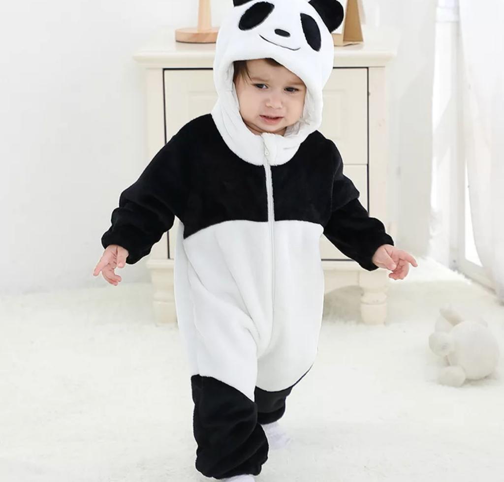 Baby Unisex Panda Style Full Fleece Romper