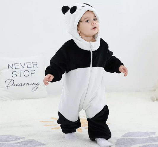 Baby Unisex Panda Style Full Fleece Romper