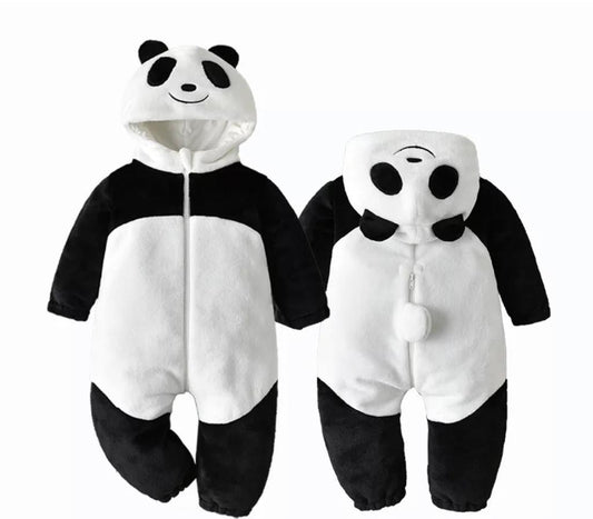 Baby Unisex Panda Style Full Fleece Romper