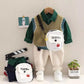 Baby Boy Formal Print Shirt Pants & Sweater Set With Side Bag