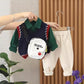 Baby Boy Formal Print Shirt Pants & Sweater Set With Side Bag