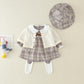 Baby Girl Burberry Romper & Sweater Set With Matching Hat