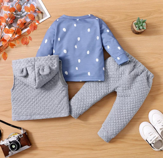 Baby Boy Trendy Fox Print Set With Hoodie & Pants Blue Sets for kids