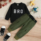 Baby Boy “Bro” Captioned T-Shirt With Pants Set