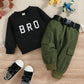 Baby Boy “Bro” Captioned T-Shirt With Pants Set