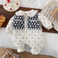 Baby Girl Fleece Romper With Fur Collar