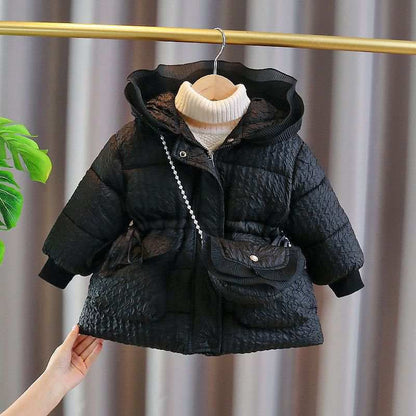Baby Girl Full Puffy Jacket With Matching Purse Beige Baby Clothing for kids