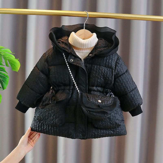 Baby Girl Full Puffy Jacket With Matching Purse Beige Baby Clothing for kids