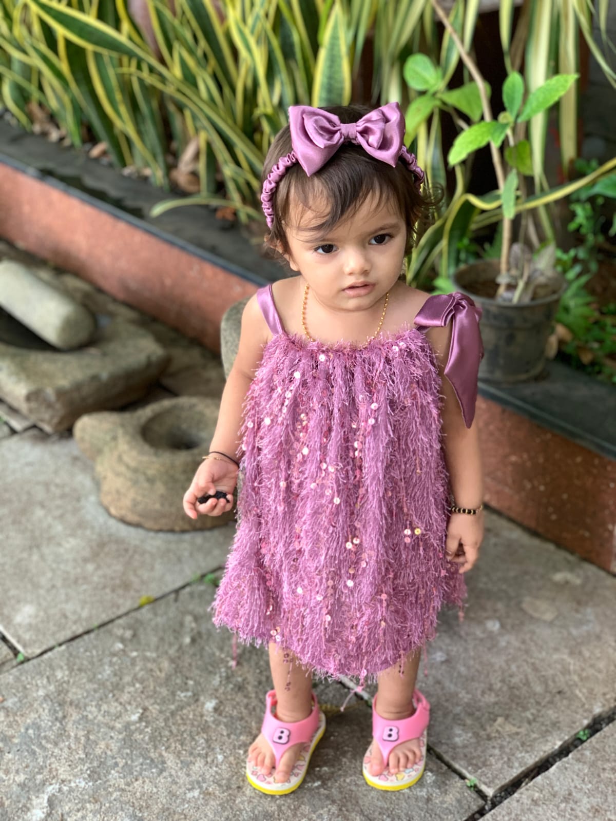 Velvet Petal Bow Dress