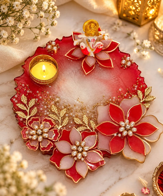 Premium Diwali Pooja Platter - 8 Inch