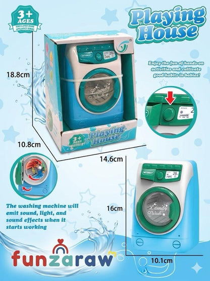 iLearnNGrow Pretend Play Washing Machine Toy for Kids | Light, Sound & Rotating Drum Effects | Interactive Household Appliance Role Play Toy for Boys & Girls 3+ Years