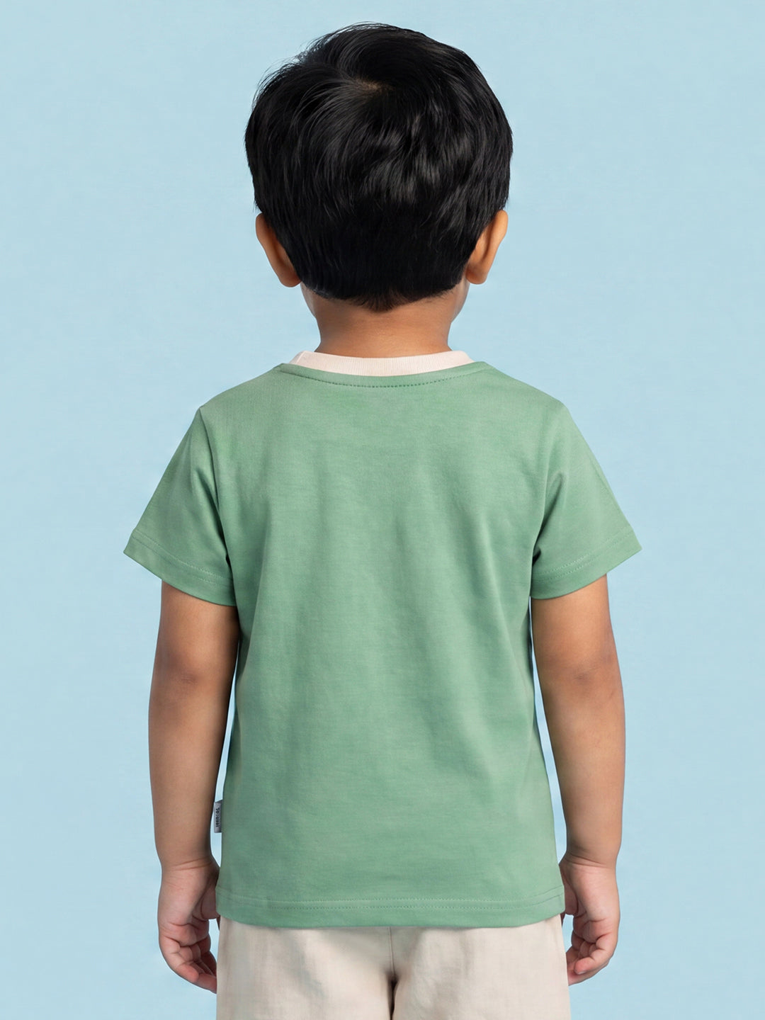Everyday Basics: Value Pack of 2 100% Cotton T-shirt For Boys (Cream and Green)