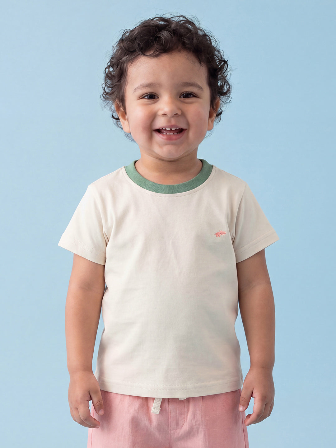 Everyday Basics: Value Pack of 2 100% Cotton T-shirt For Boys (Cream and Green)