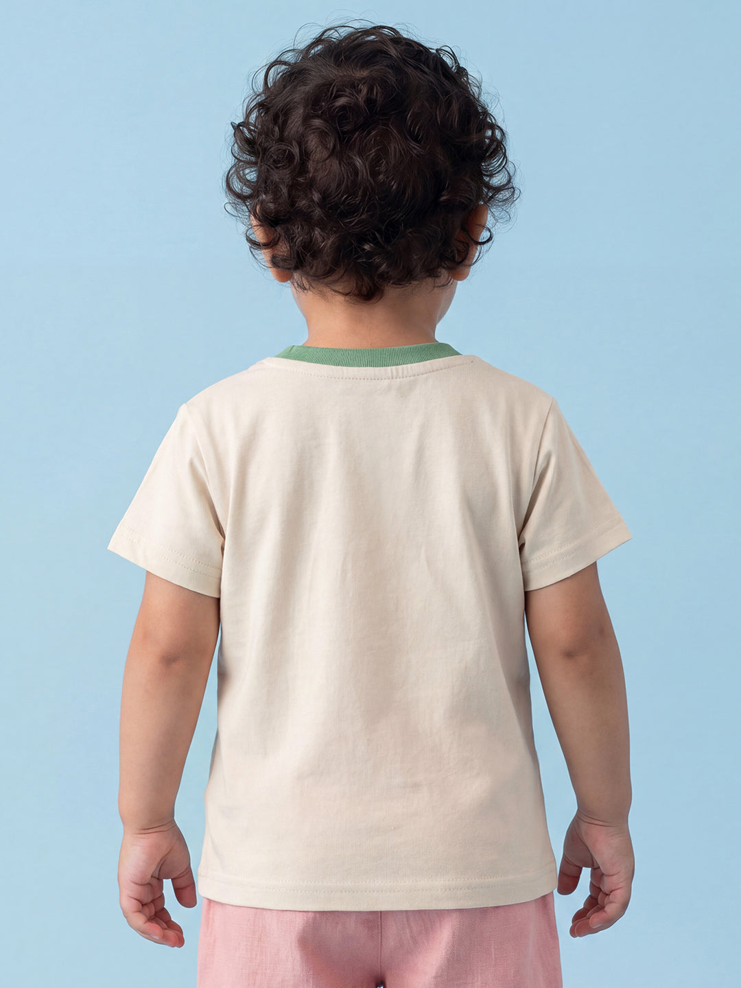 Everyday Basics: Value Pack of 2 100% Cotton T-shirt For Boys (Cream and Green)