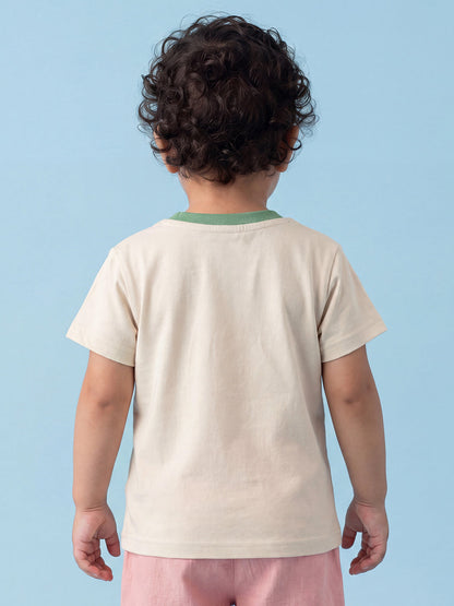 Everyday Basics: Value Pack of 2 100% Cotton T-shirt For Boys (Cream and Green)