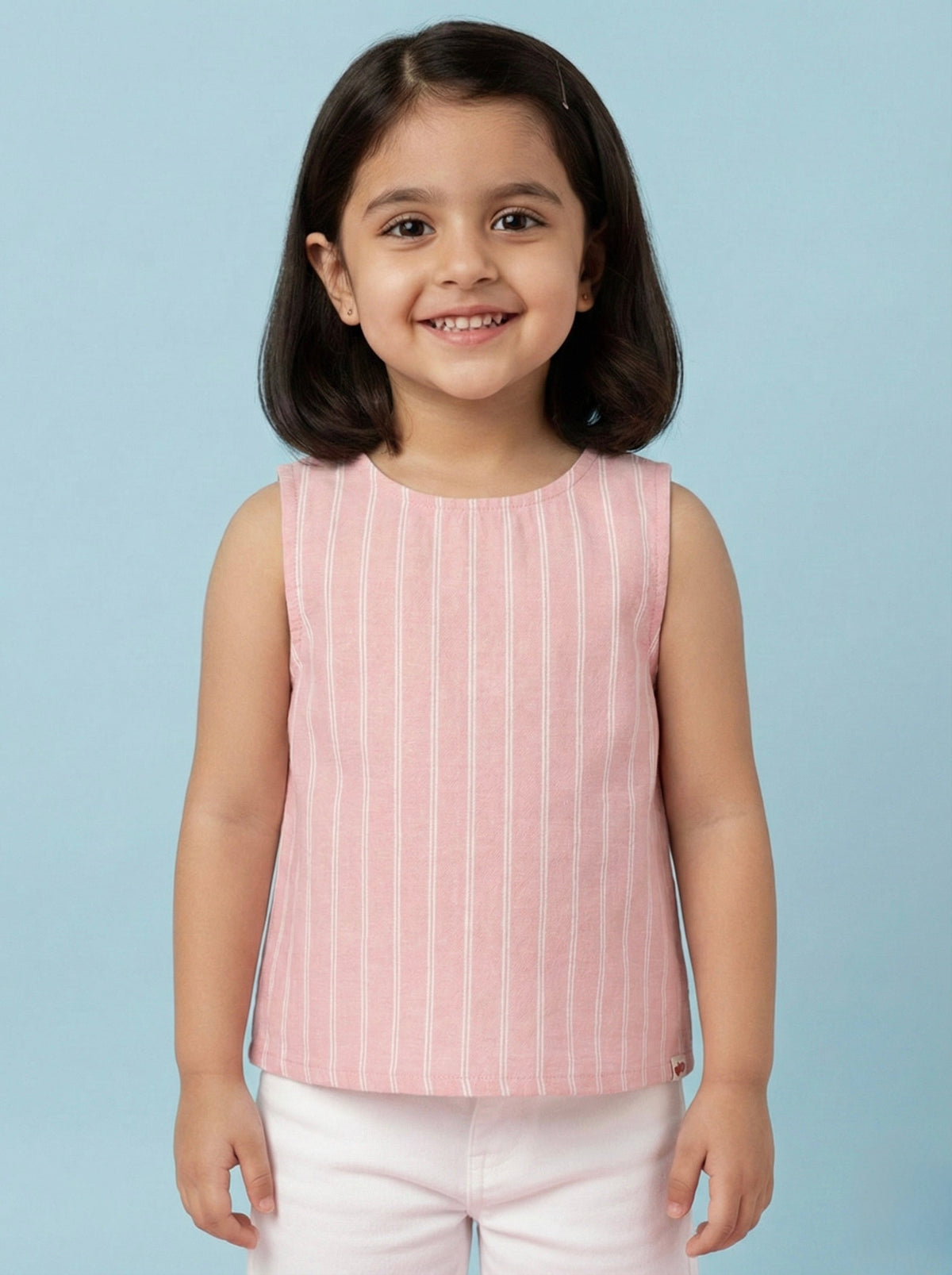 Pink Cross Back Sleeveless Top for Girls