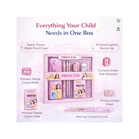 iLearnNGrow Princess Theme Stationery Rakhi Combo – Princess Pencil Box Set with Castle Rakhi for Kids