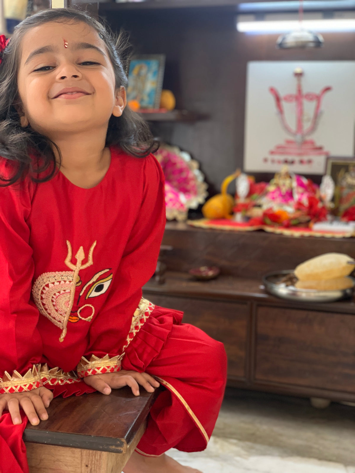 Durga Shakti Kurta Dhoti Set for Girls