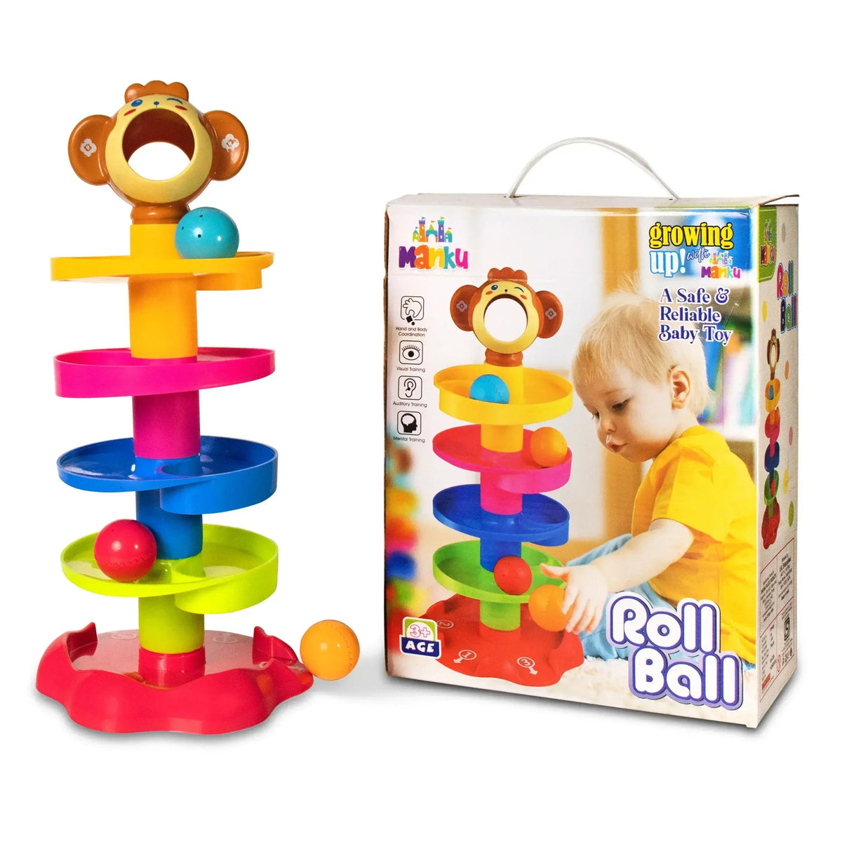 Kids Ball Tower Toy – 5 Layer Ball Drop and Roll Swirling Tower with Spinning Ball Ramp