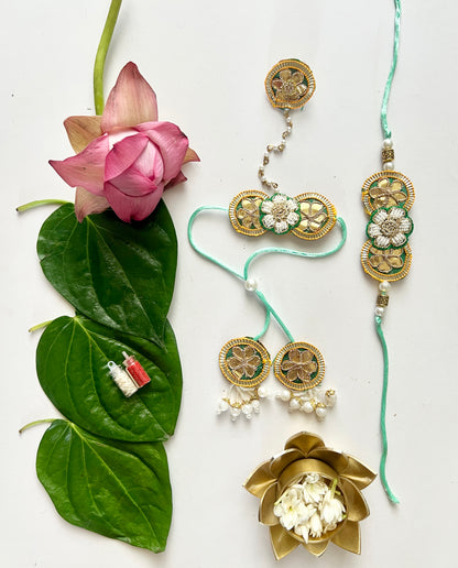 Samriddhi Gota Patti Rakhi and Lumba Haathphool Set