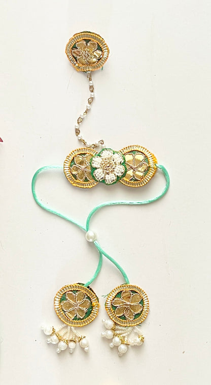 Samriddhi Gota Patti Rakhi and Lumba Haathphool Set