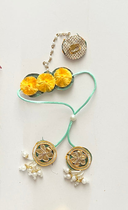 Samriddhi Gota Patti Rakhi and Lumba Haathphool Set