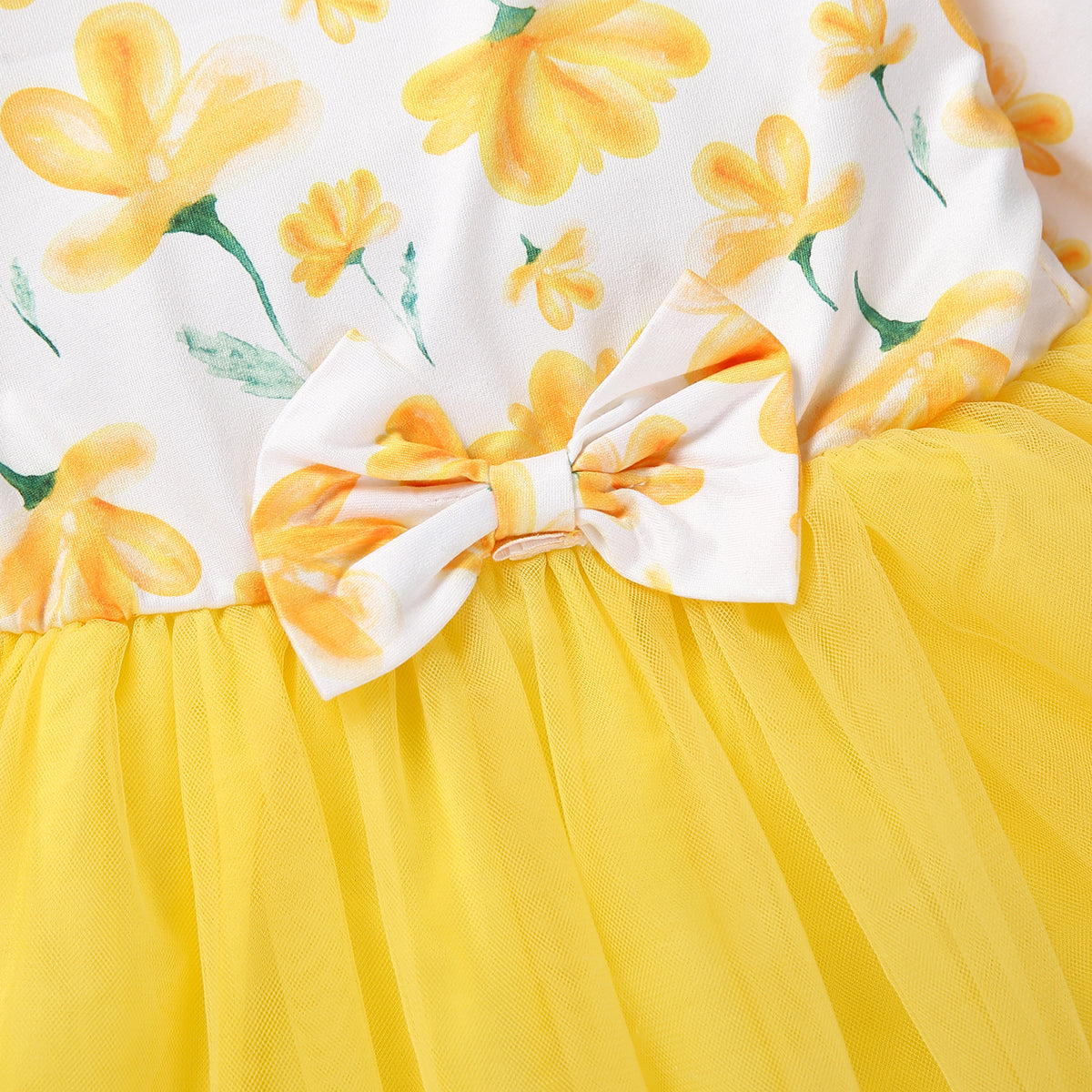 Baby Girl Full-Sleeve Floral Formal Dress – Yellow