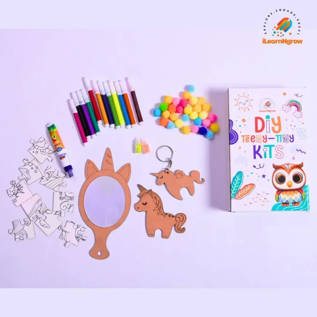 Teeny Tiny Unicorn Craft Bundle for Kids – Painting Kit & Door Handle Name Plate DIY Set