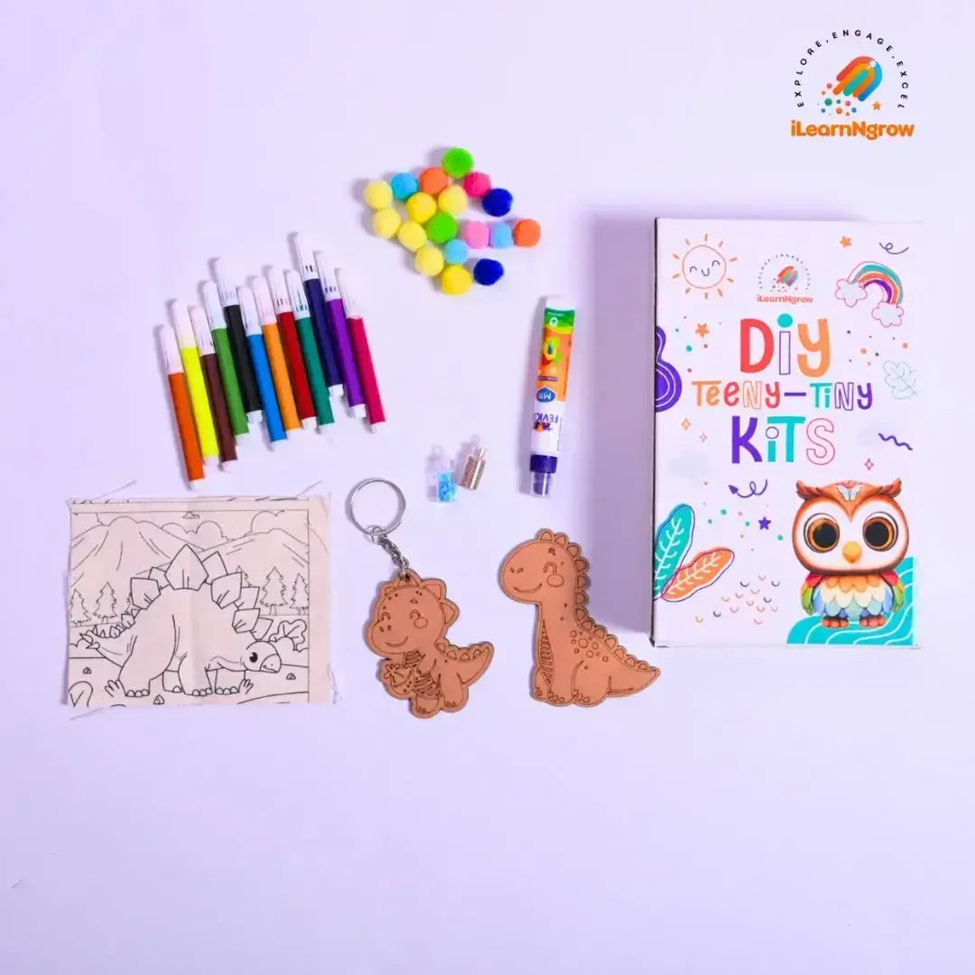 Teeny Tiny Craft Bundle for Kids – Pen Stand, Fridge Magnet & Dino Painting Kit | Fun Art & DIY Activities