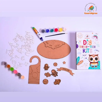 Teeny Tiny Space & Animal Craft Bundle for Kids – Door Handle Name Plate & Animal Painting Kit