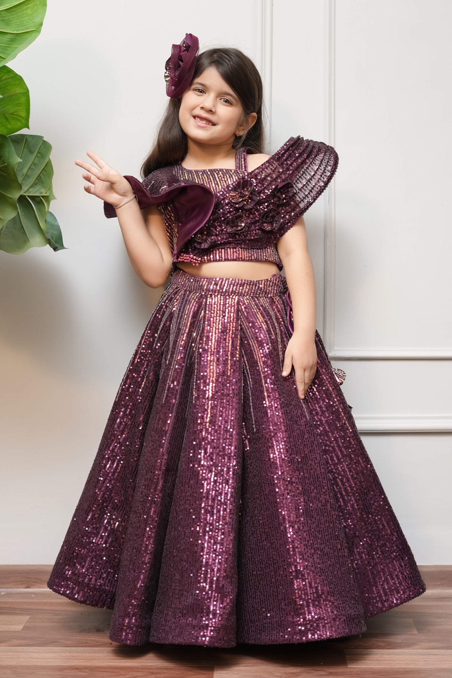 Sequin Top With Lehenga