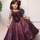 Sequin Flared Gown With Handmade Flower For Enhanced Look