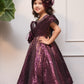 Sequin Flared Gown With Handmade Flower For Enhanced Look