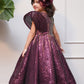 Sequin Flared Gown With Handmade Flower For Enhanced Look