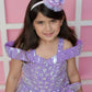 Mauve Sequin Gown With Cold Shoulder And Handmade Flower