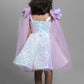 Mauve Sequin Dress With Shoulder Bow