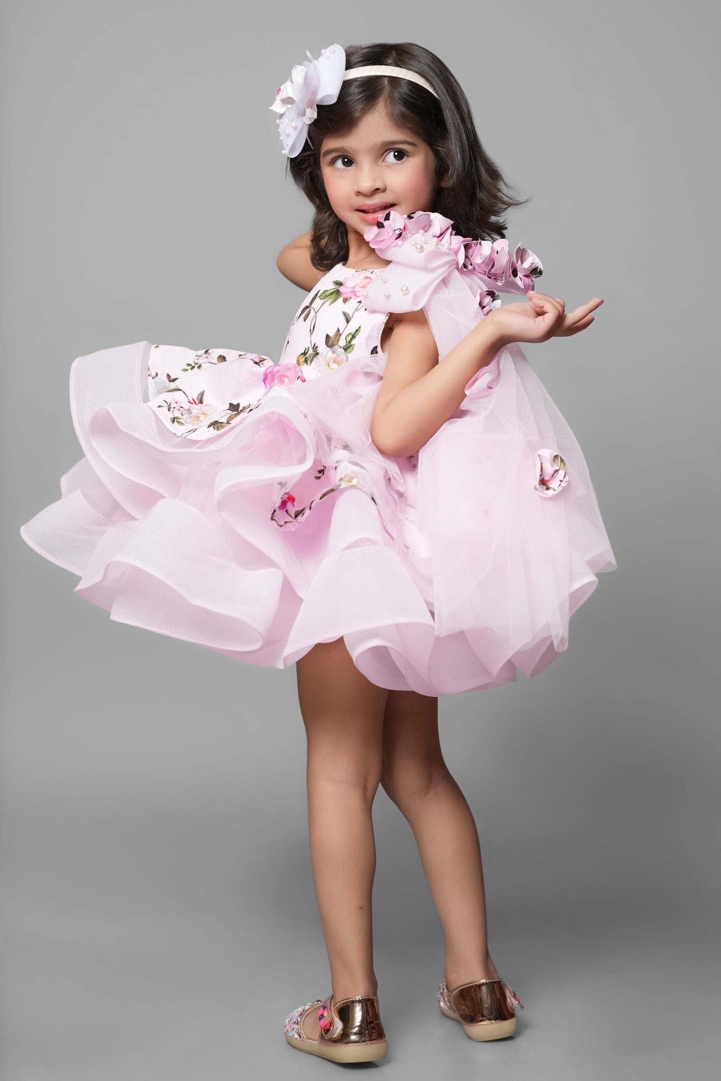 Flared Dress With A Shoulder Bow