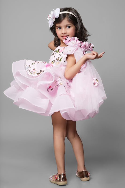 Flared Dress With A Shoulder Bow