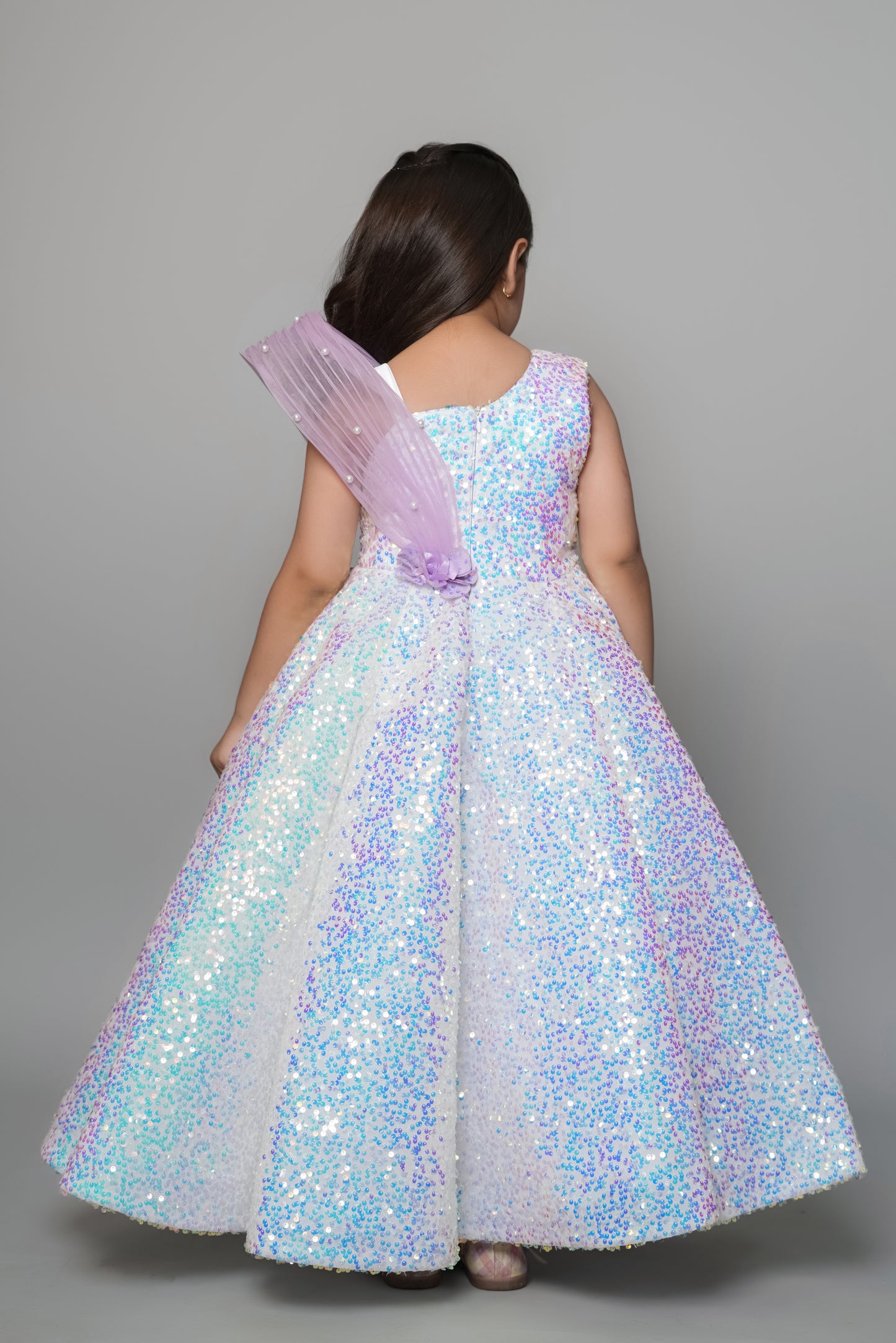 Sequin Gown With Handmade Flowers