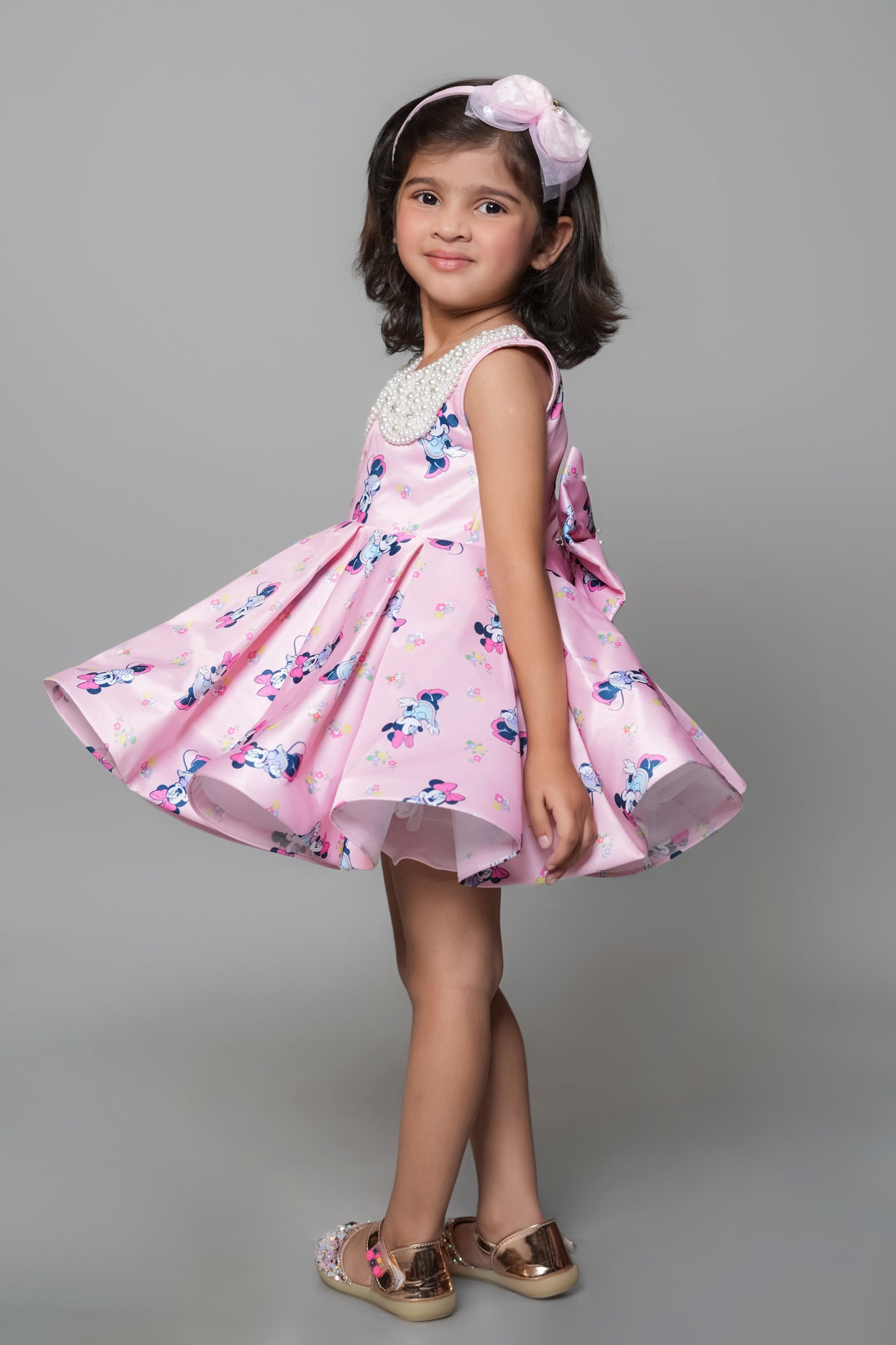 Glaze Cotton Dress With Beads Hand Embroidered Collar