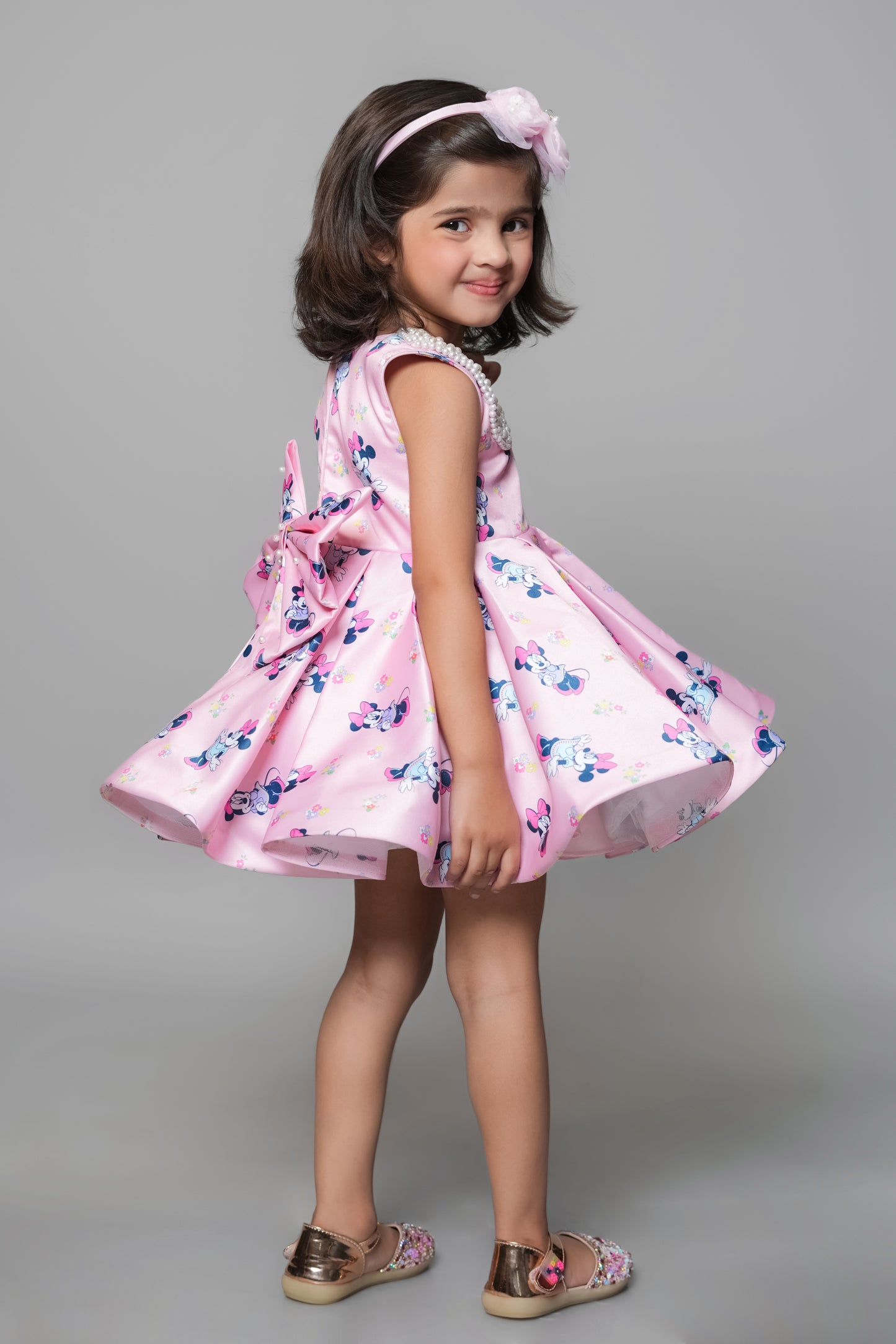 Glaze Cotton Dress With Beads Hand Embroidered Collar