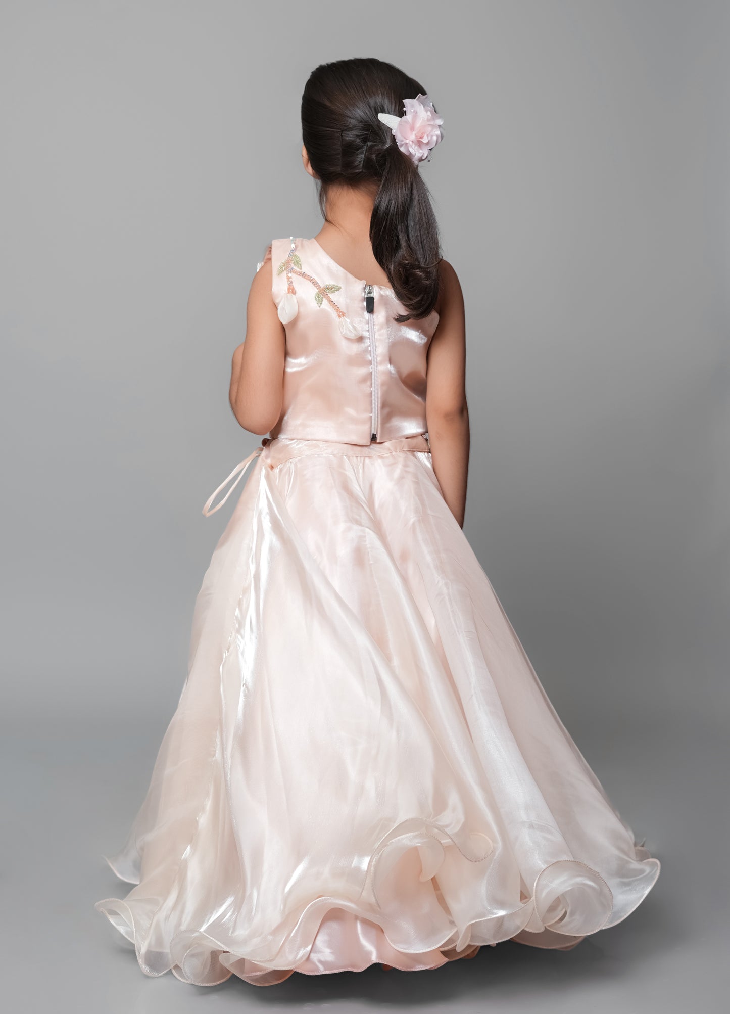 Lehenga Set With Embroidery And Handmade Flower Embellishment