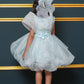 Tissue Dress Embellished With Handmade Flowers And Beads