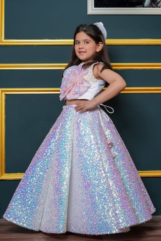 Glitter Lehenga With Flower Top