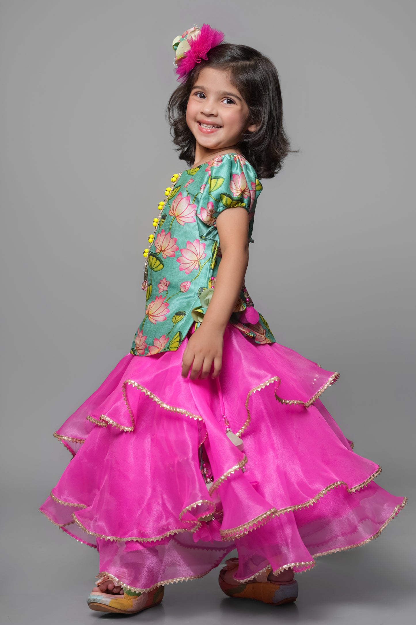 Tissue Lehenga With Blended Cotton Top